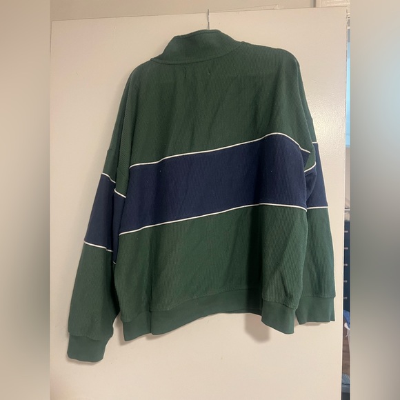 Thread & Supply Forest Green Pullover Quarter Zip Vintage 90’s Look Sweater Blue - Picture 6 of 7